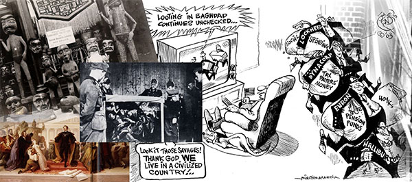 Detail of visual scroll on the history of museums and looting for the ARCO conference in Madrid 2005 by Tjebbe van Tijen