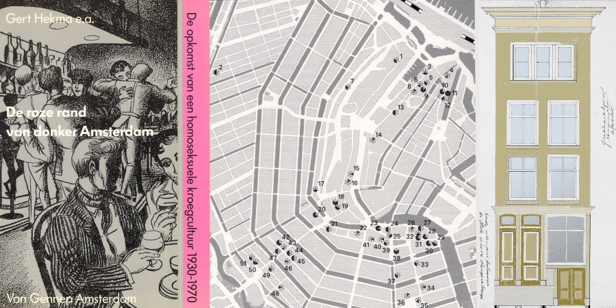 "The pink margin of dark Amsterdam,  rise of the homosexual bar-culture in Amsterdam 1930-1970" a publication from 1992 by Gert Hekma and his wide circle of informants. With a map showing the location of bars over 60 years. 