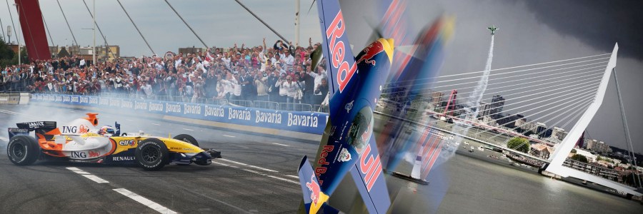 Bavaria beer sponsored City Race with Formule I cars and Red Bull Air Race in Loud & proud Rotterdam. Click picture for full size view.
